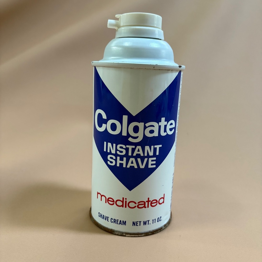 Vintage Colgate Instant Shave Medicated Shave Cream 11oz Metal Can Barber Decor